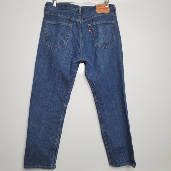 VINTAGE LEVI'S 501 Classic Ripped Denim Blue Button Fly Jeans Size 34 x 30 - Picture 6 of 12